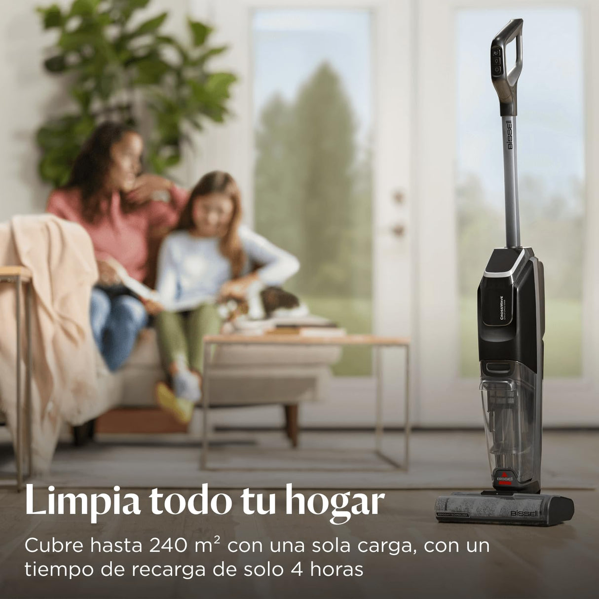 Bissell CrossWave OmniForce Edge, Aspiradora de Mano Sin Cable, Aspirado y Mopa al Mismo Tiempo o Solo Modo Aspirado, Escoba Vertical Potente, Tecnología ZeroGap, 240m² Limpieza Multisuperficie, 4017N