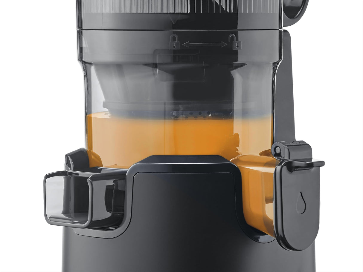CASO JuiceFit Pro - Licuadoras para zumos y batidos - Slow Juicer con 40 RPM de Velocidad - Abertura grande para frutas enteras - 30% más de jugo - Tamaño Compacto - Jarra 1.000 ml, negra