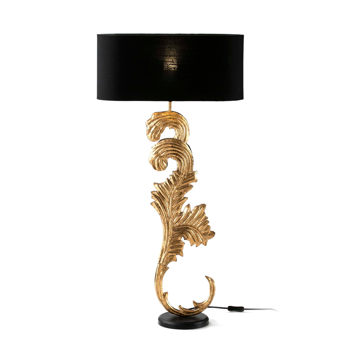 LAMPARA SOBREMESA 22X18X77 MADERA NEGRO/METAL DORADO CON PANTALLA NEGRO