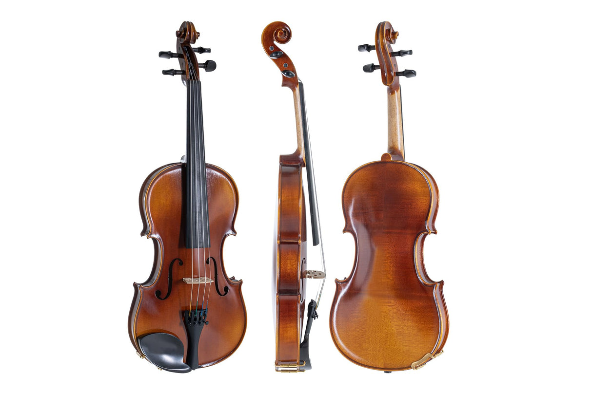 GEWA Violín serie Allegro VL 1-4/4 listo para usar, incluye estuche para violín, arce europeo macizo y abeto, pintado a mano, arco de carbono, cuerdas Larsen Aurora