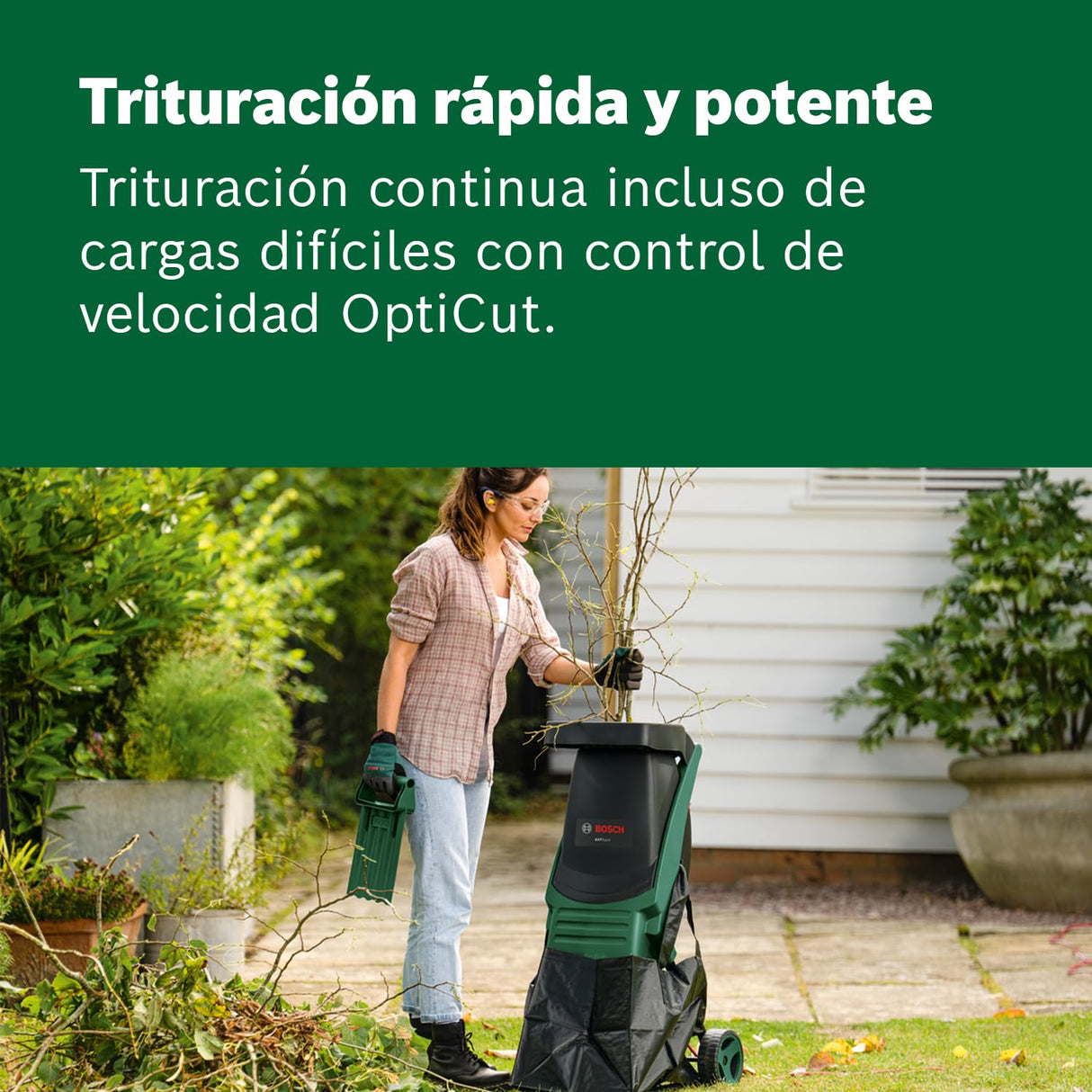 Bosch biotrituradora AXT Rapid 2000 (para triturar eficazmente los residuos del jardín; potente motor de 2000 W)