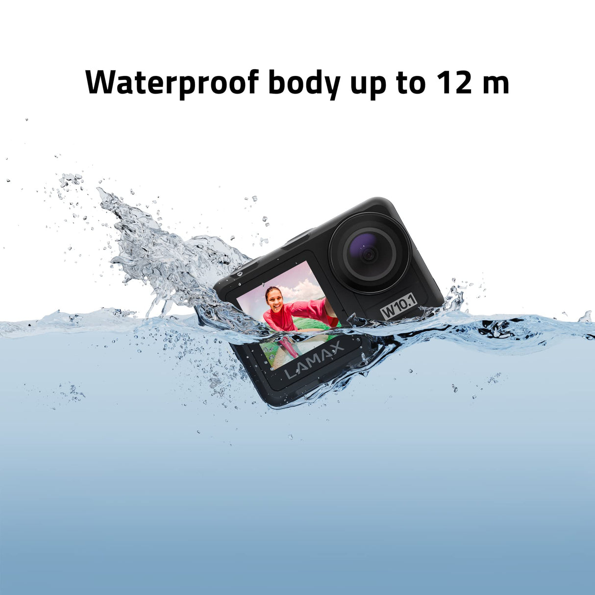 LAMAX W10.1 Real 4K 60 fps Action CAM con estabilización MAXsmooth 2.0, cámara subacuática, videocámara con Doble Pantalla, Accesorios completos, Wi-Fi, vídeo a cámara Lenta, lapso de Tiempo, Modo de
