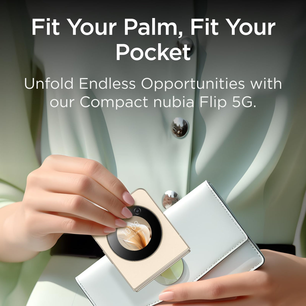 nubia Flip 5G Smartphone Desbloqueado: teléfono móvil Plegable con Pantalla Dual, cámara Dual AI de 50 MP, Snapdragon 7 Gen1, 4310 mAh, Carga rápida de 33 W, teléfono Android de Bolsillo para jóvenes