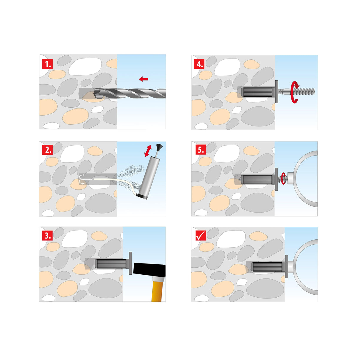 TOX tacos insonorizantes con collar Sonic KB 10/30, tacos insonorizantes con revestimiento de goma, para subestructuras y construcciones insonorizantes, 100 unidades por caja, 018100102