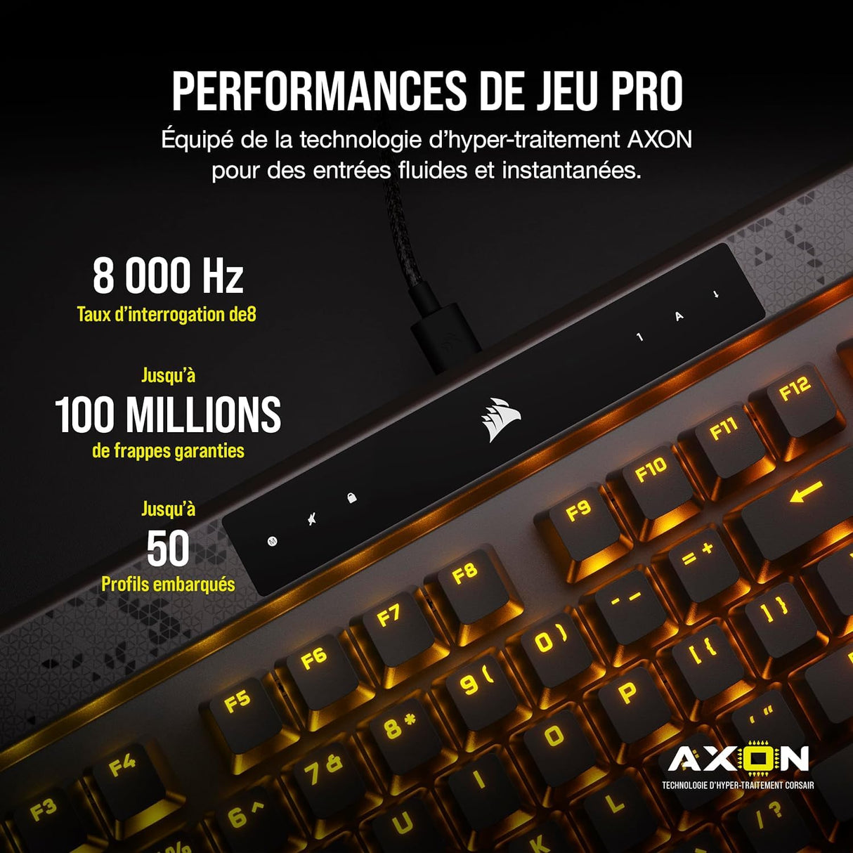 CORSAIR K70 MAX RGB Magnetic Teclado de juego mecánico con cable – MGX interruptores ajustables – PBT Double -Shot Keycaps – Rapid Trigger Mode – Compatible con iCUE – PC, PS5, PS4, Xbox – AZERTY FR –