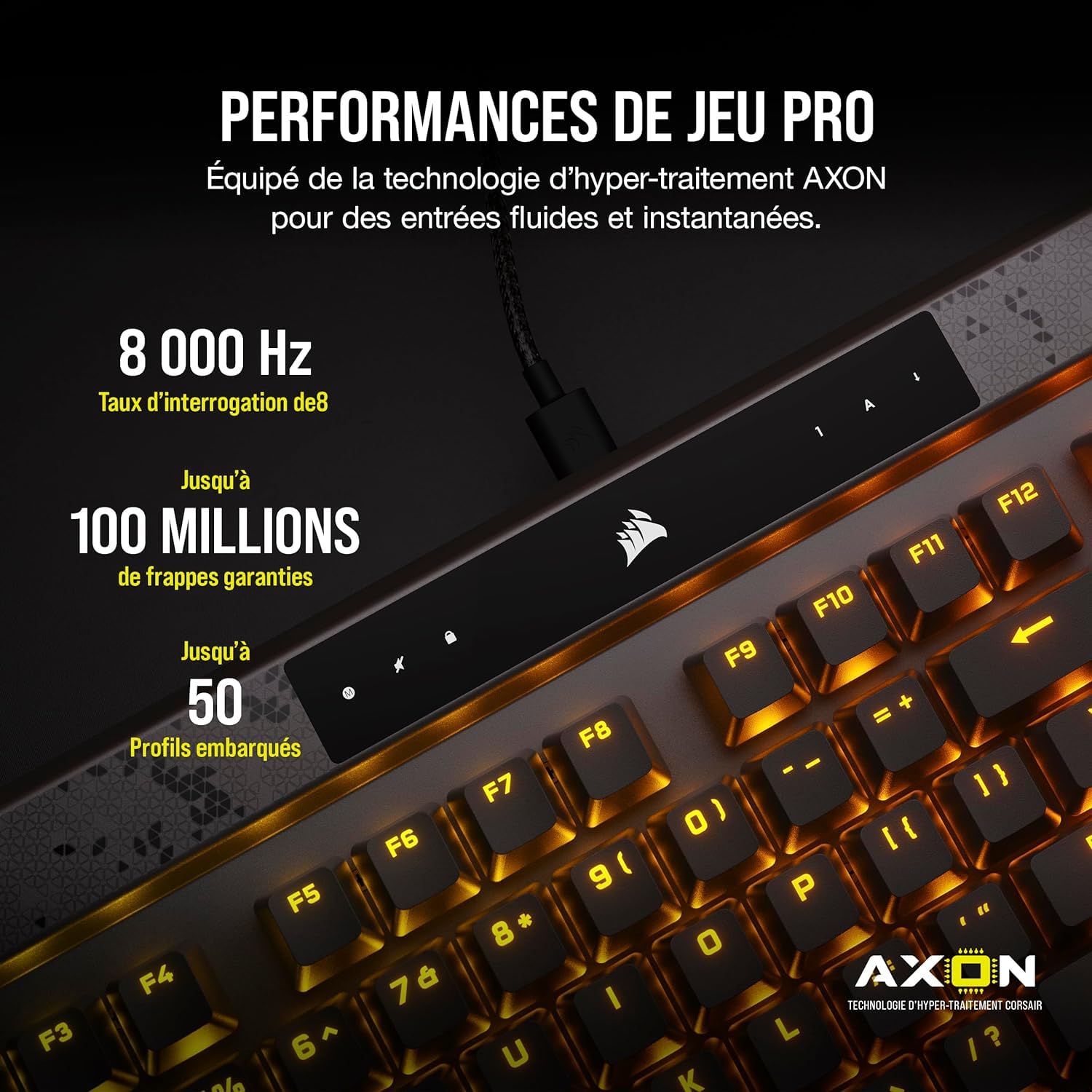 CORSAIR K70 MAX RGB Magnetic Teclado de juego mecánico con cable – MGX interruptores ajustables – PBT Double -Shot Keycaps – Rapid Trigger Mode – Compatible con iCUE – PC, PS5, PS4, Xbox – AZERTY FR –