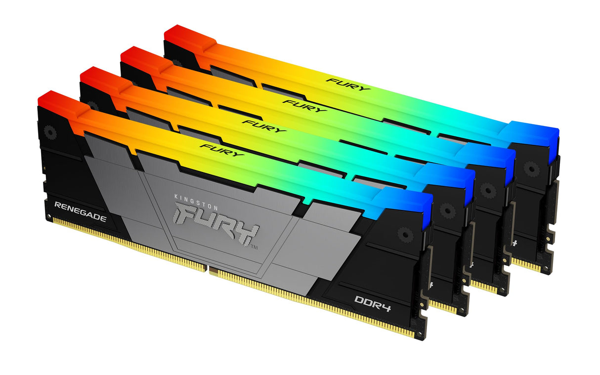 Kingston FURY Renegade RGB 128GB 3200MT/s DDR4 CL16 DIMM (Kit de 4) Memoria gamer para Ordenadores de sobremesa - KF432C16RB2AK4/128