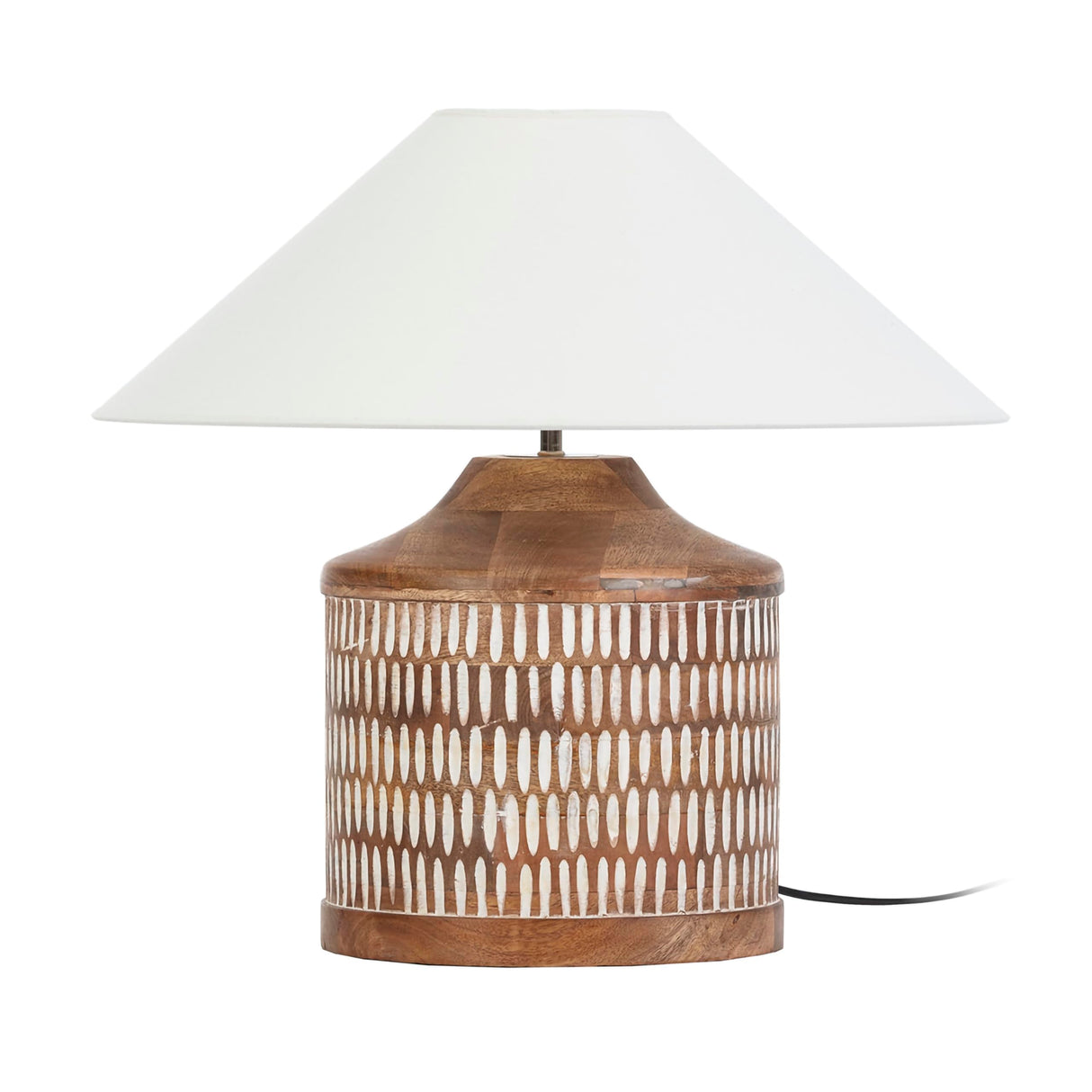 LAMPARA SOBREMESA 27X27X35 MADERA BLANCO LAVADO/SIN PANTALLA