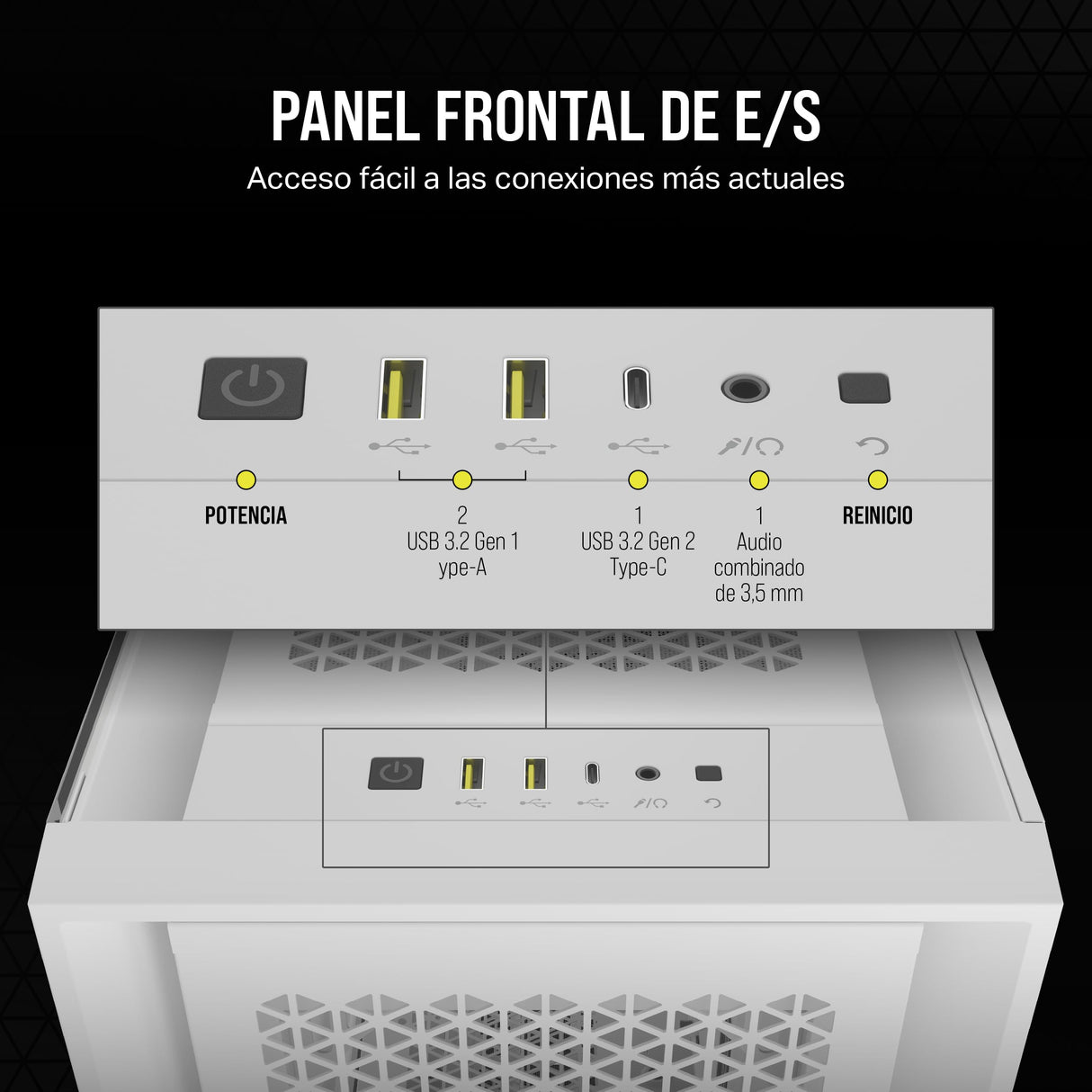 CORSAIR 5000D Core Airflow Caja para PC ATX Torre Media - Sin Ventiladores Incluidos - Panel Lateral de Cristal Templado - Diseño de Gran Flujo de Aire - para Radiadores de 360 mm - Blanco