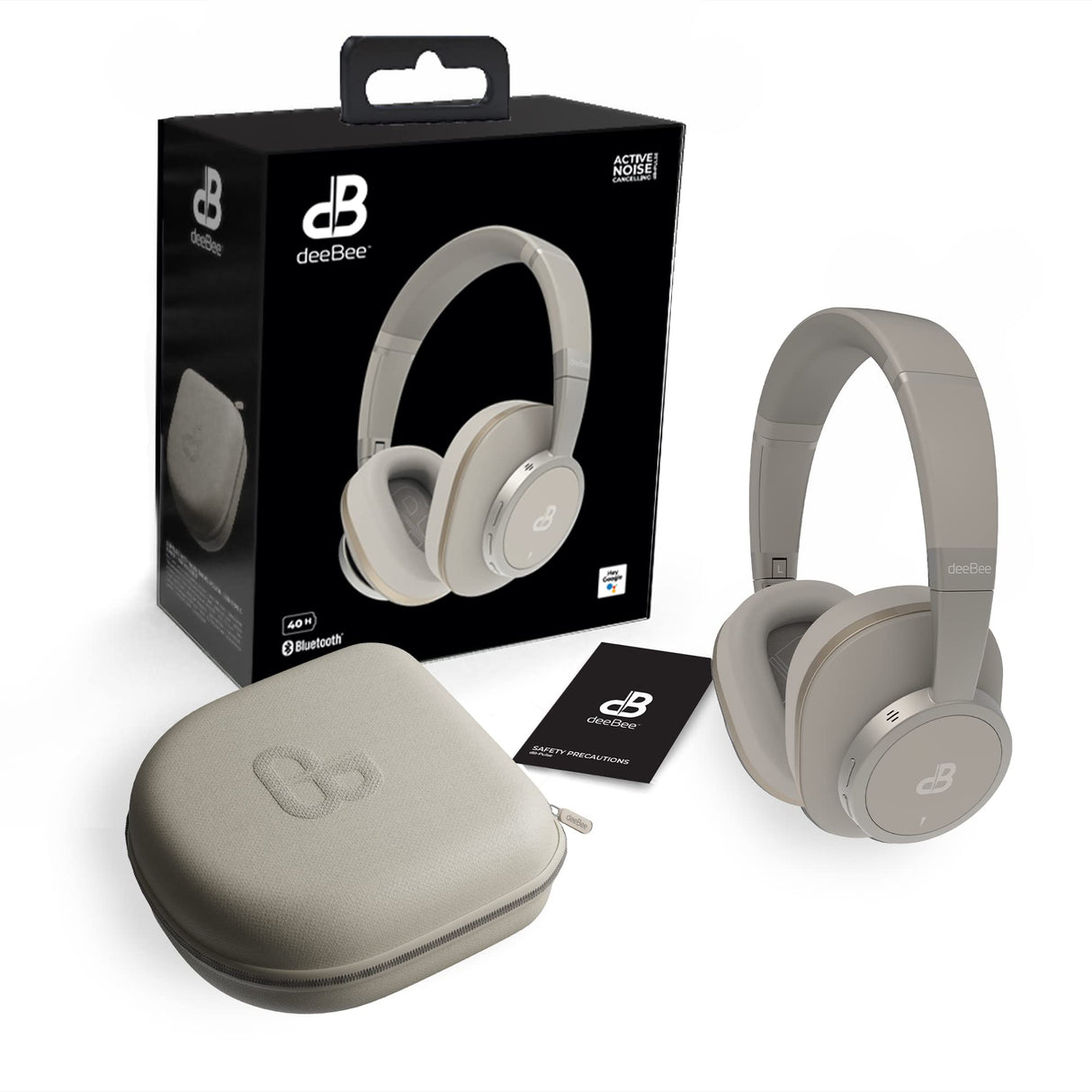 DeeBee dB-Pulse, Auriculares Bluetooth con Cancelación Activa de Ruido, 40mm, 40 Horas de Batería, Negro
