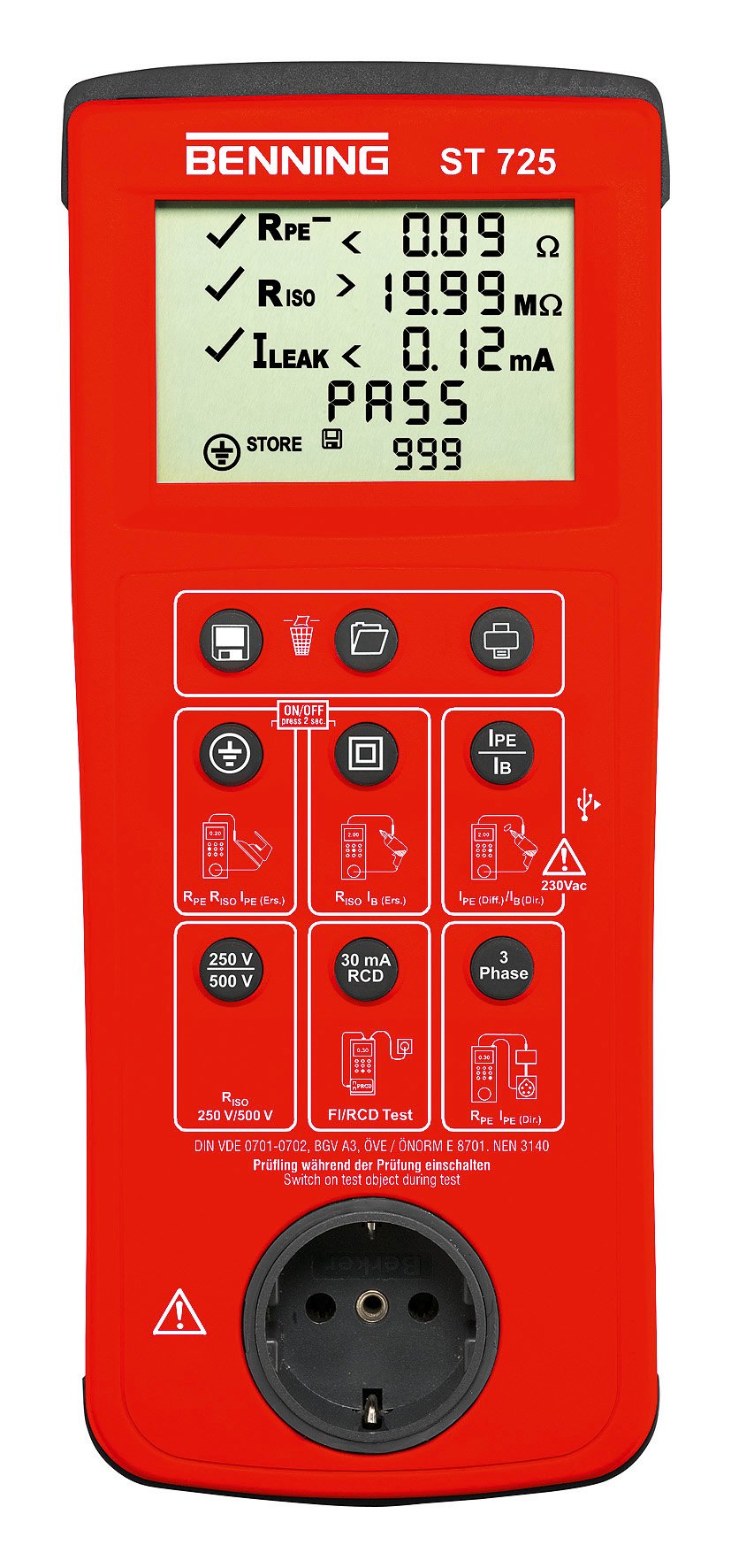 Benning Device Tester Operado por batería St 725 050316