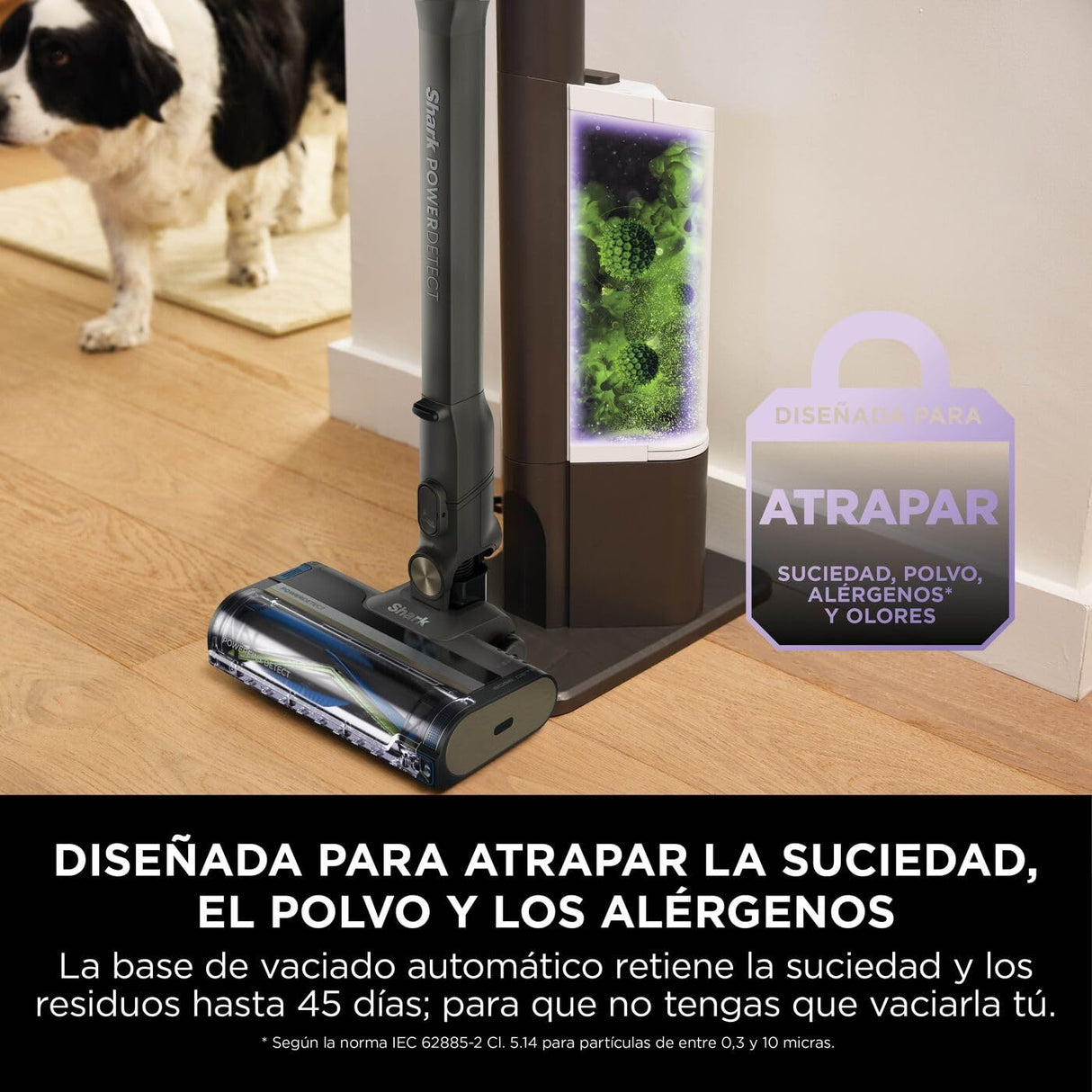 Shark PowerDetect Clean & Empty aspiradora inalámbrica, PowerFins Detect, Reverse Clean, estación 2L, Anti Hair Wrap Plus, 70 min, ligera, accesorios para pelo de mascota y superficies, Gris IP3225EUT
