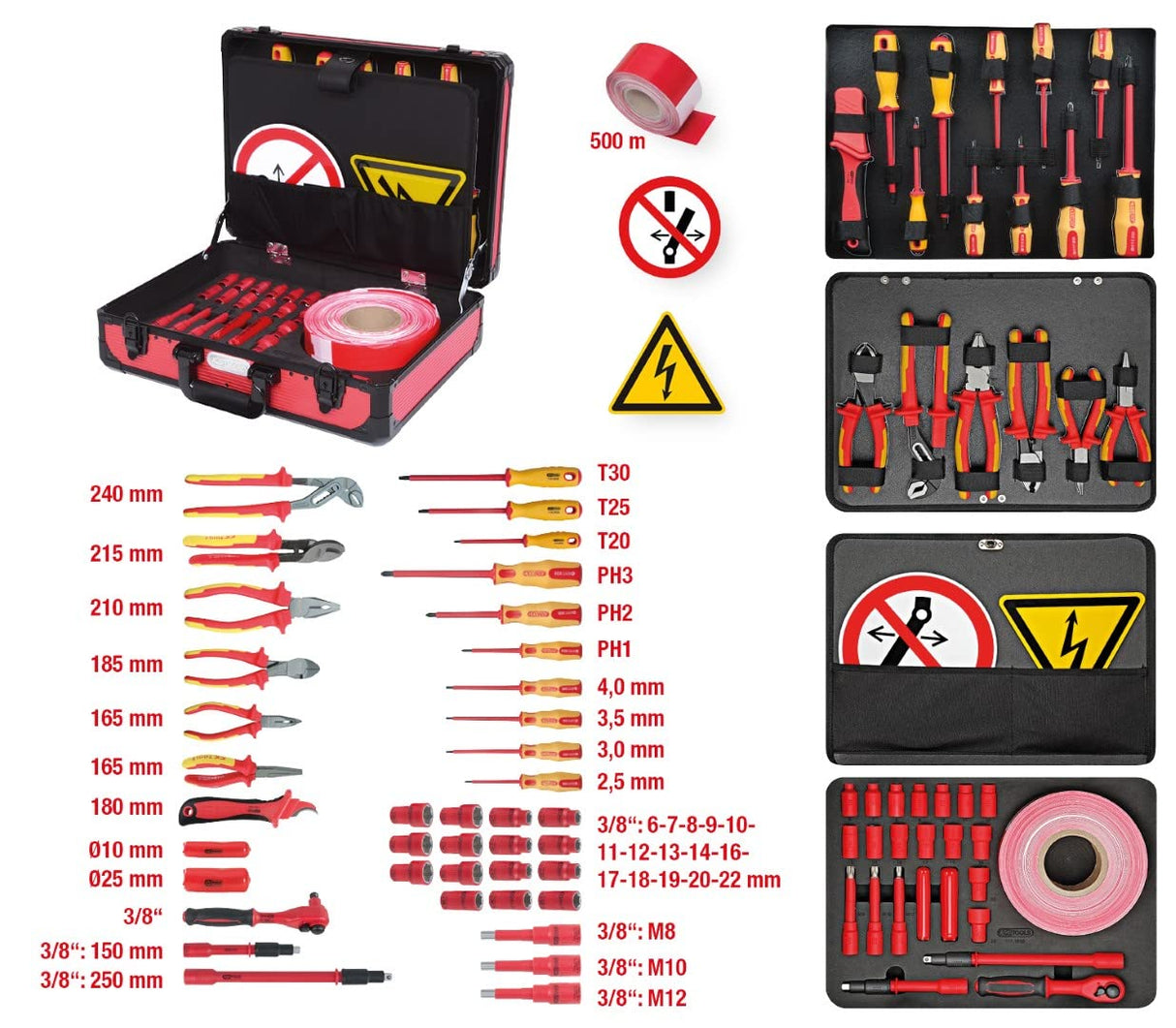KS Tools 117.1890 Juego de herramientas aisladas para vehículos híbridos y eléctricos, 43 pzs