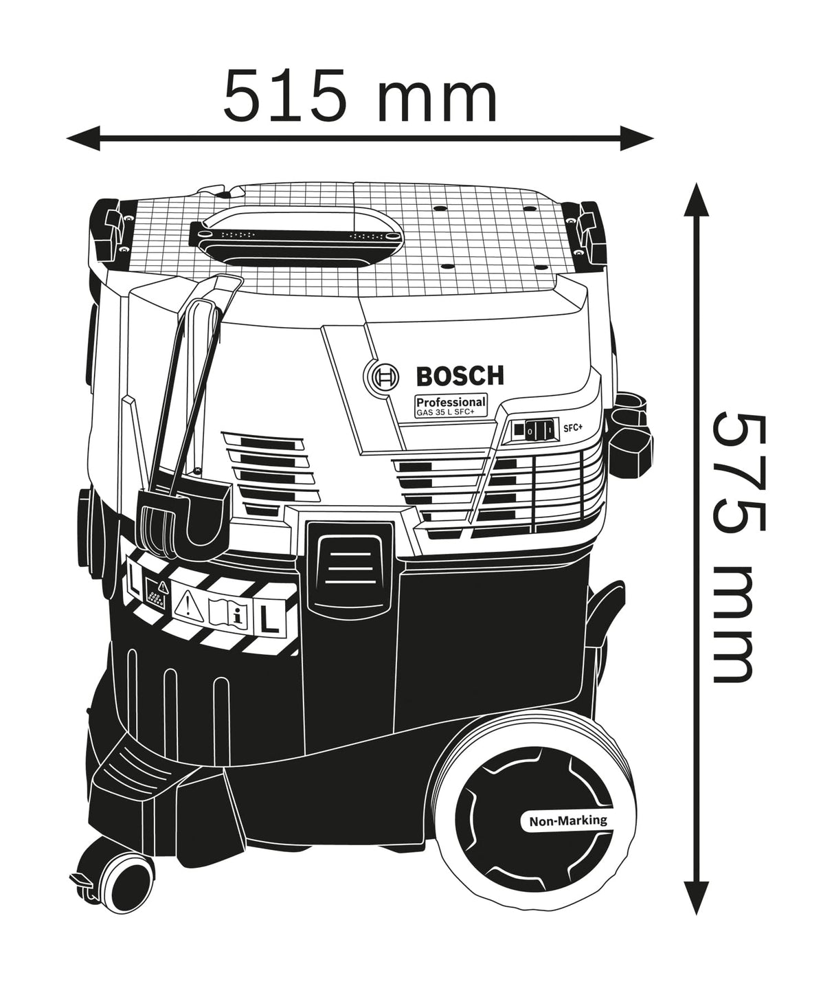Bosch Professional GAS 35 L SFC+ - Aspirador seco/húmedo (254 mbar, depósito 35 l, clase polvo L, manguera 3 m)