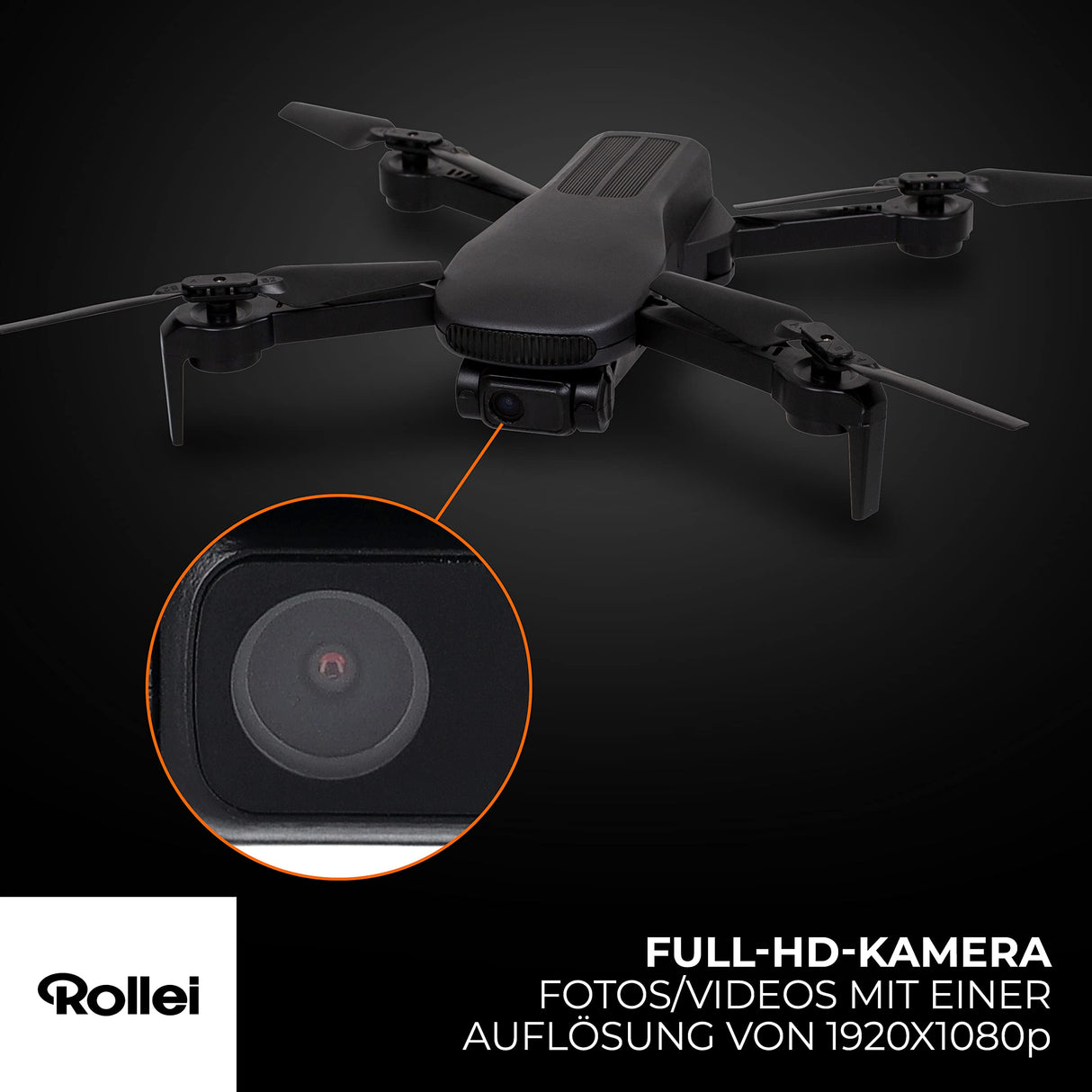 Rollei Fly 80 Combo Drone, transmisión de imagen WiFi en vivo, giroscopio de 6 ejes, cámara Full HD, tiempo de vuelo largo, control de aplicación e incluye servicio remoto