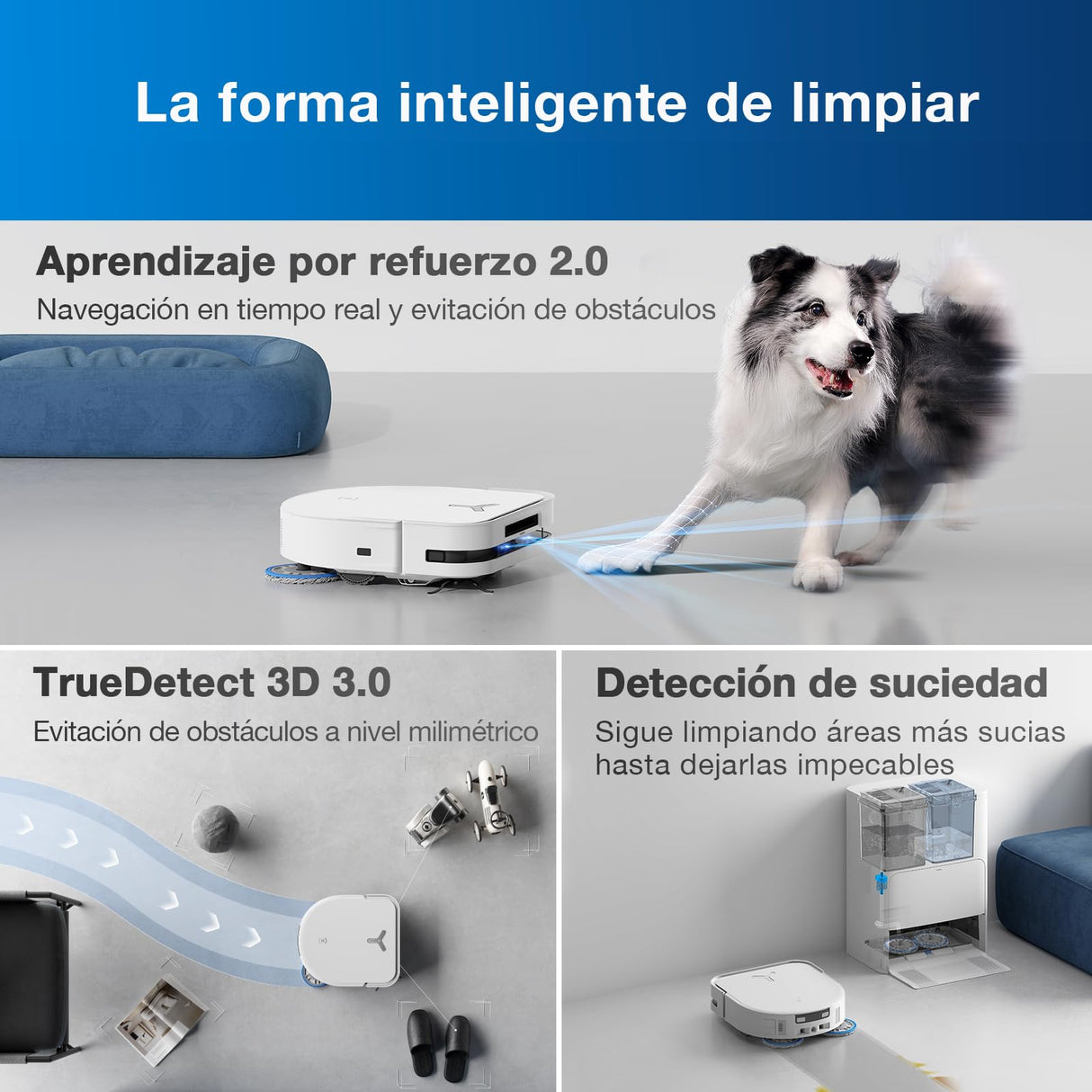 ECOVACS DEEBOT X5 Omni Aspiradora Robot con estación Todo en uno, 12800 Pa, ZeroTangle, fregado de Bordes Adaptable TruEdge™, fregado con Agua Caliente a 70 ℃