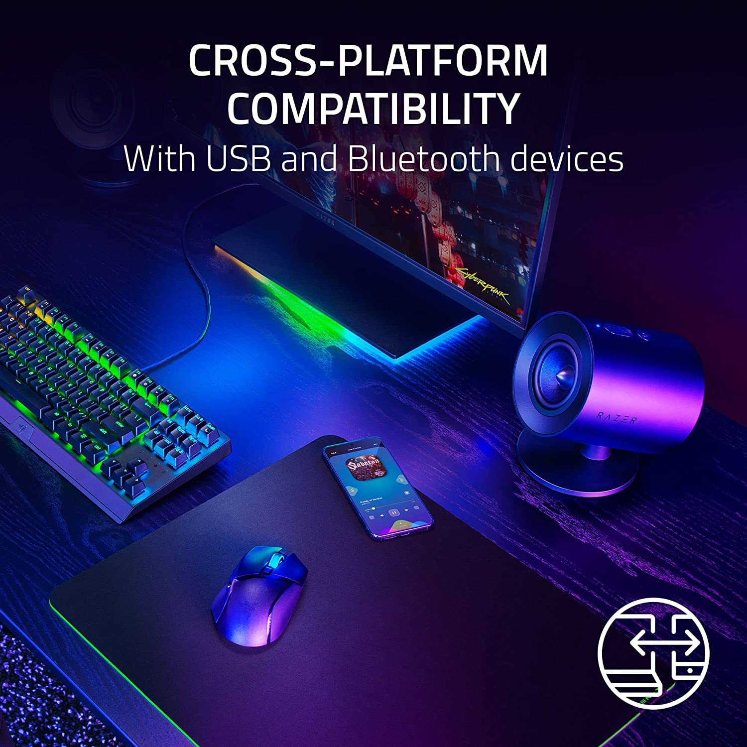 Razer Nommo V2 X - Altavoces Gaming de Rango Completo 2.0 para PC (Dos diafragmas de rango completo de 3 pulgadas, THX Spatial Audio, Compatibilidad Multiplataforma) Negro