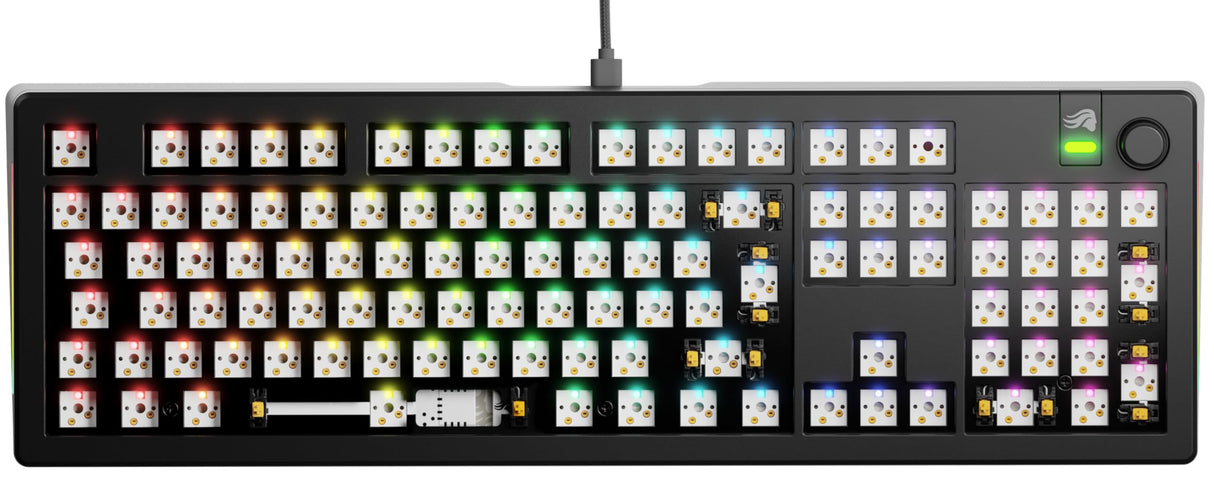 Glorious Gaming GMMK 3 Barebones Kit de Teclado Gaming Personalizado, Teclado mecánico 100%, Juntas modulares, switches Hot Swap 5 Pin MX, Espuma fonoabsorbente, Placa de Aluminio, ISO/UE - Negro