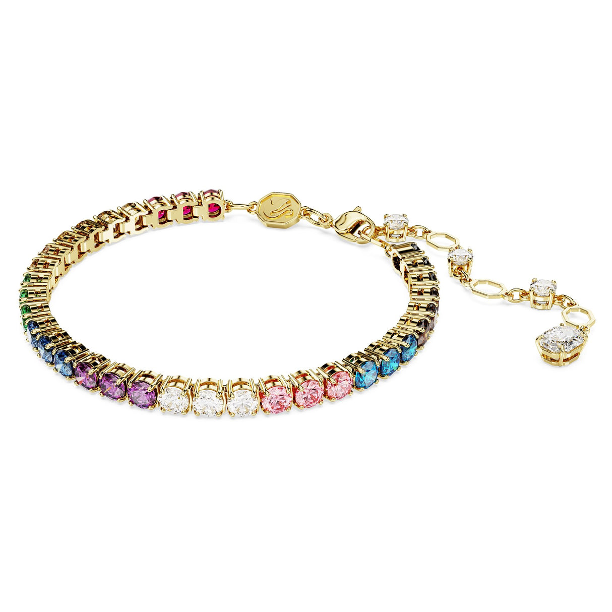 Swarovski Pulsera Tennis Matrix, Talla redonda, Multicolor, Baño tono oro