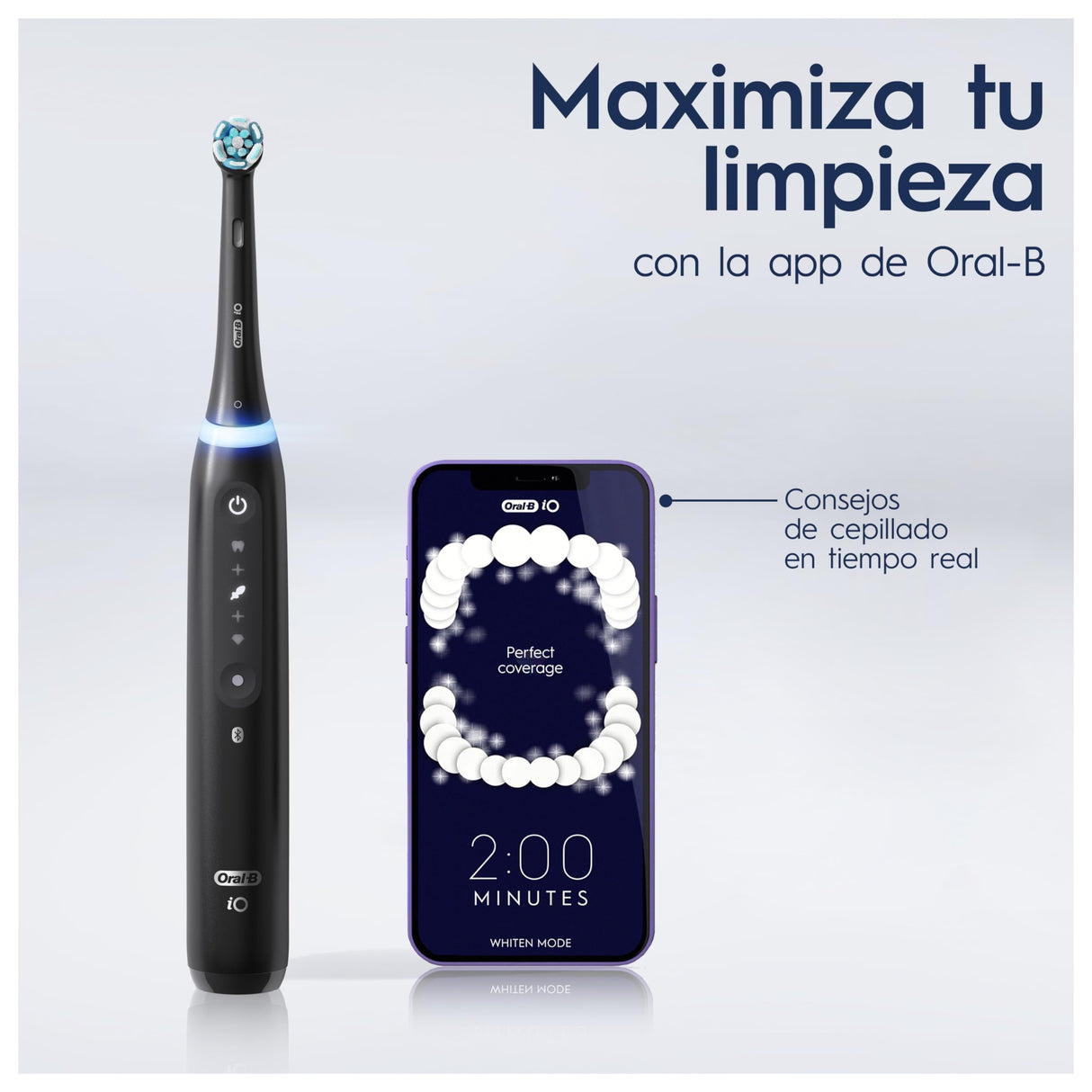 Oral-B iO 5 Cepillo de Dientes Eléctrico Negro Recargable, 1 Cabezal y Estuche De Viaje, 1 Portarrecambios, 5 Modos De Cepillado Con Blanqueamiento Dental, Sensor De Presión, Diseñado por Braun