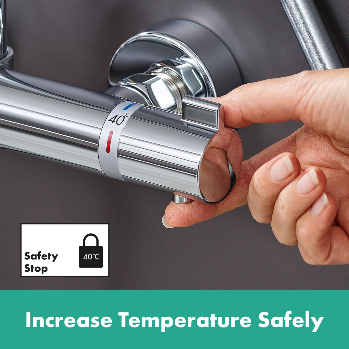 hansgrohe Croma Select S - sistema de ducha con termostato, ducha lluvia (280 mm) con grifo, ducha de mano (3 tipos de chorro), flexo, barra, ducha fija redondo (1 tipo de chorro), cromo, 26790000
