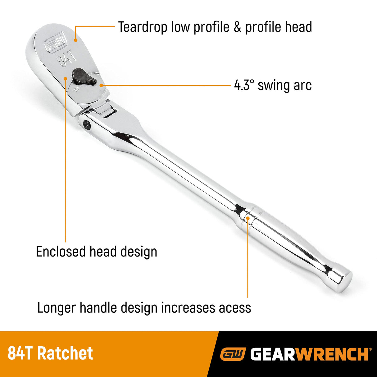 GEARWRENCH Juego de trinquete de mango flexible de 4 piezas 84T | 81230A-07