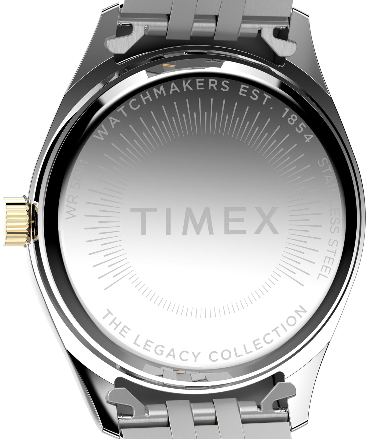 Timex Trend Reloj para Mujer, Pulsera de Acero Inoxidable Bicolor, Esfera Negra, Caja Dorada, 36 mm, TW2Y27900