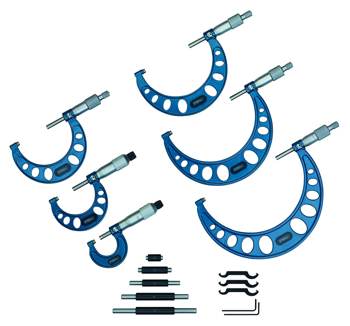 Fowler 52 – 215 – 006 – 1, micrómetro con acabado de cromo satinado, 0 – 6 "Rango de medición, 0.001" Graduación intervalo, Set de 6, con garantía de un año