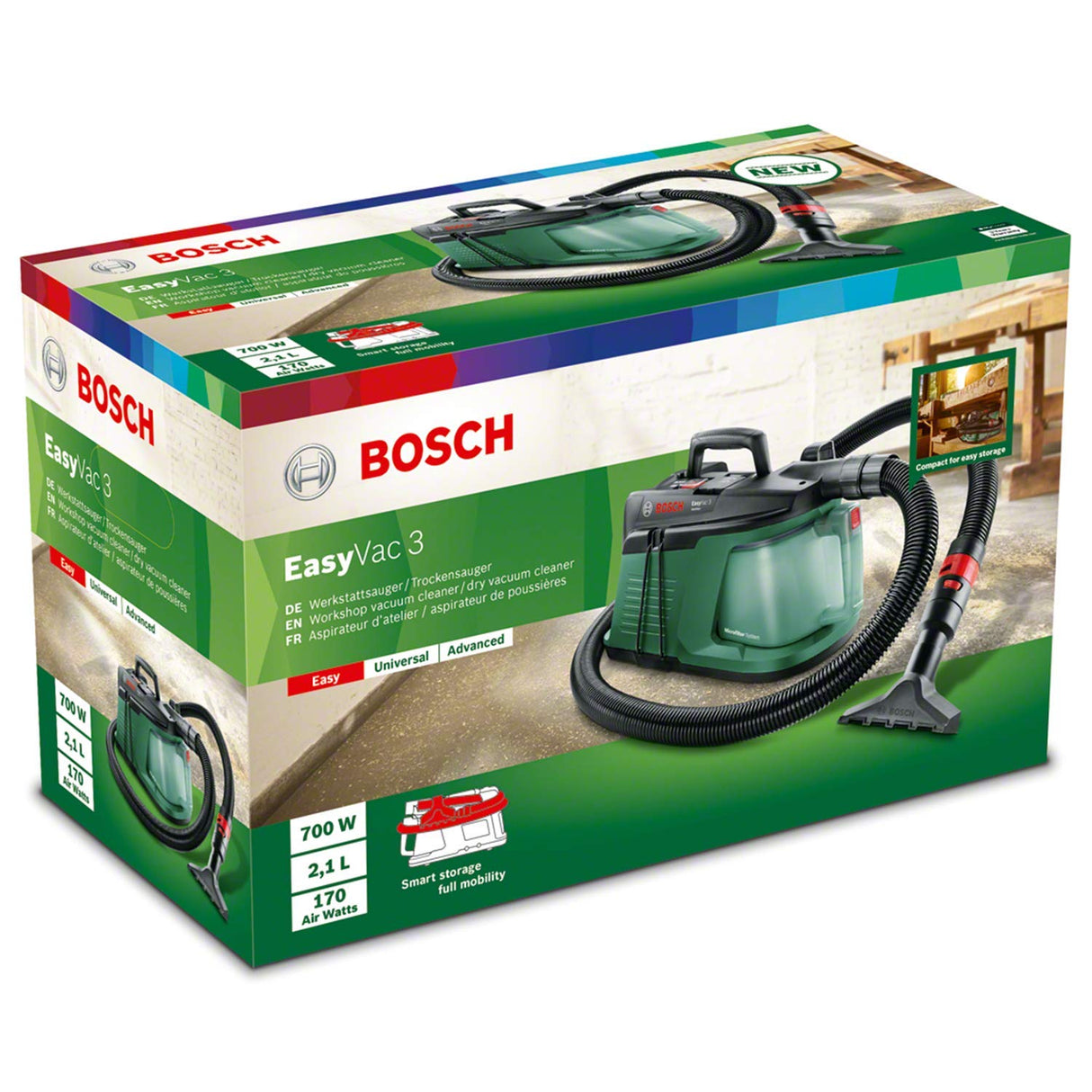 Bosch 06033D1000 Bosch Aspirador EasyVac 3, 700 W Verde