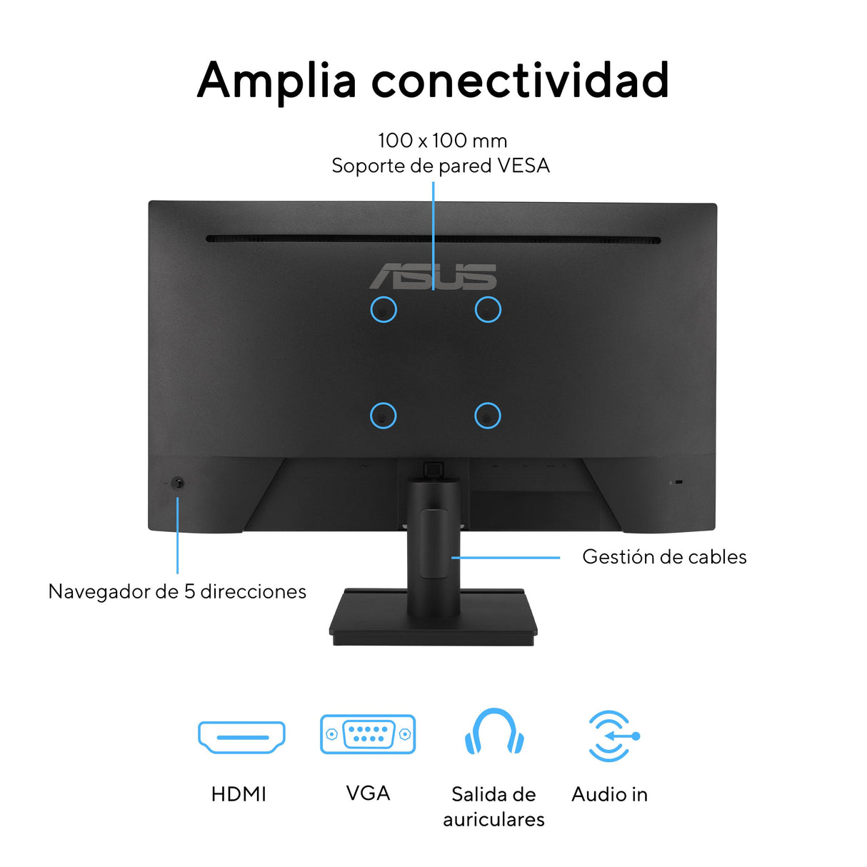 ASUS VA259HGA Monitor Gaming Eye Care de 25 Pulgadas, IPS, Full HD, sin Marco, 120 Hz, Adaptive-Sync, MPRT de 1 ms, HDMI, VGA, luz Azul Baja, antiparpadeo, Montaje en Pared