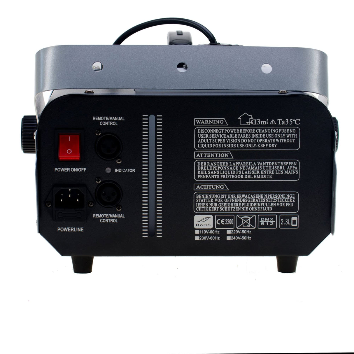 Audibax Smoke 1200 - Maquina de Humo para Fiestas - Maquina de Niebla con Mando a Distancia - Potencia de 1200W - Capacidad 2,3 L - Humo por Minuto de 295m3 - Calentamiento en 8 min