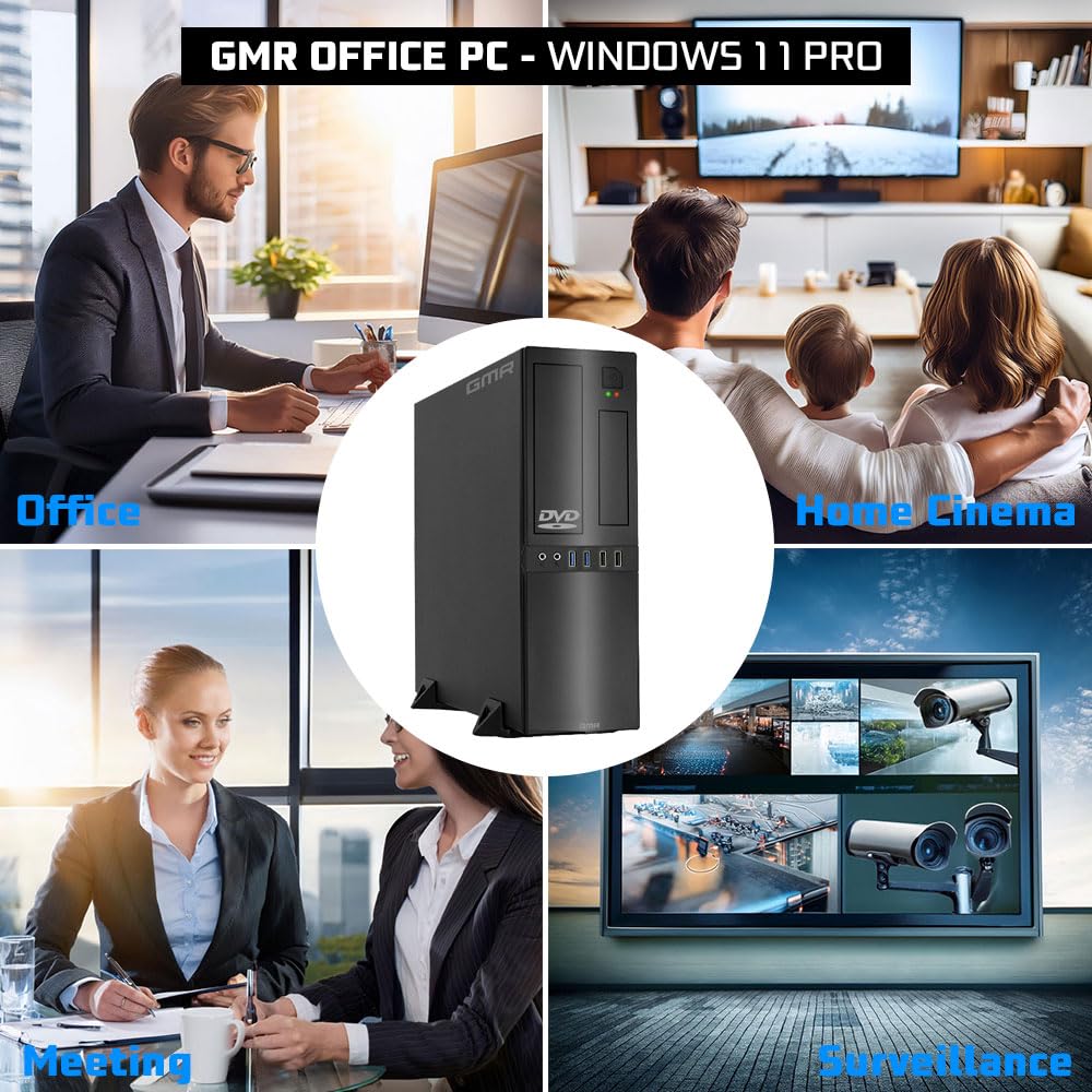 GMR Ultra Slim i7 Office PC, Computadora de Oficina de Negocios, garantía de 3 años, 32 GB RAM, 4000 GB SSD, DVD±RW, USB 3, Windows 11 Prof, WiFi Bluetooth