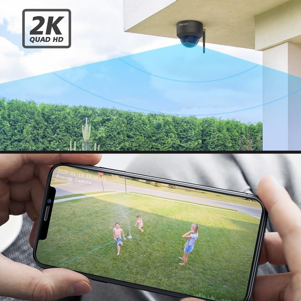 Foscam D4Z-B – Cámara IP Wi-FI Exterior motorizada 4MP – Zoom óptico x4 – Detección de Movimiento Inteligente 1 Unidad (Paquete de 1) Negro