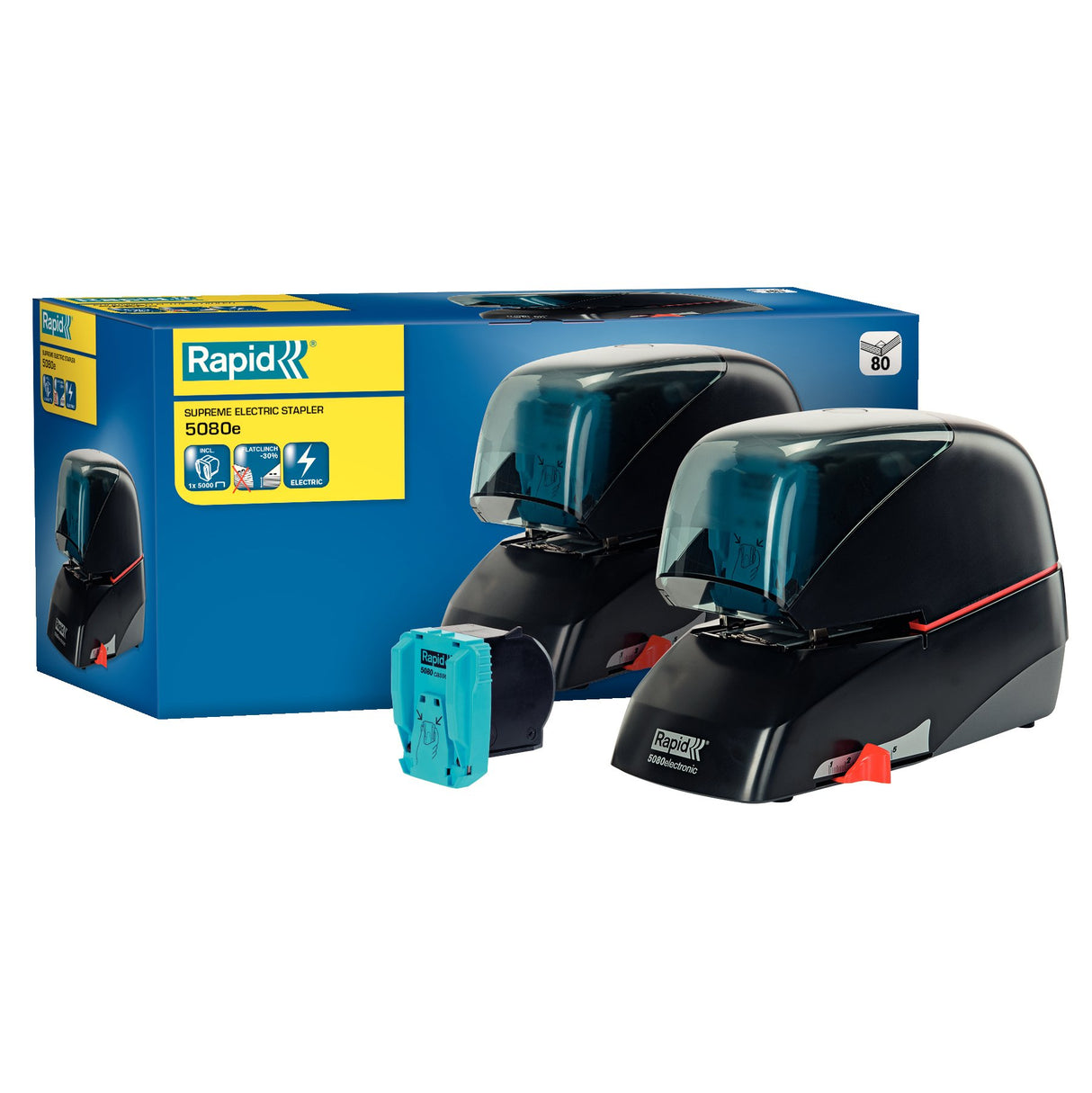 RAPID 20993410 - Grapadora eléctrica con tecnología Flat-Clinch modelo 5080E color negro
