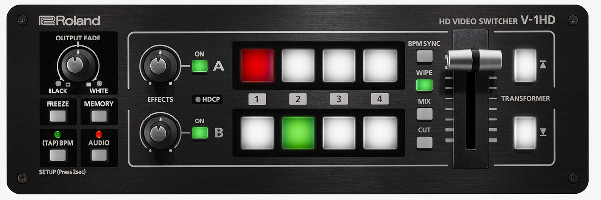 Conmutador de vídeo Roland V-1HD — Admite hasta Full HD 1080p, 4 entradas HDMI, negro