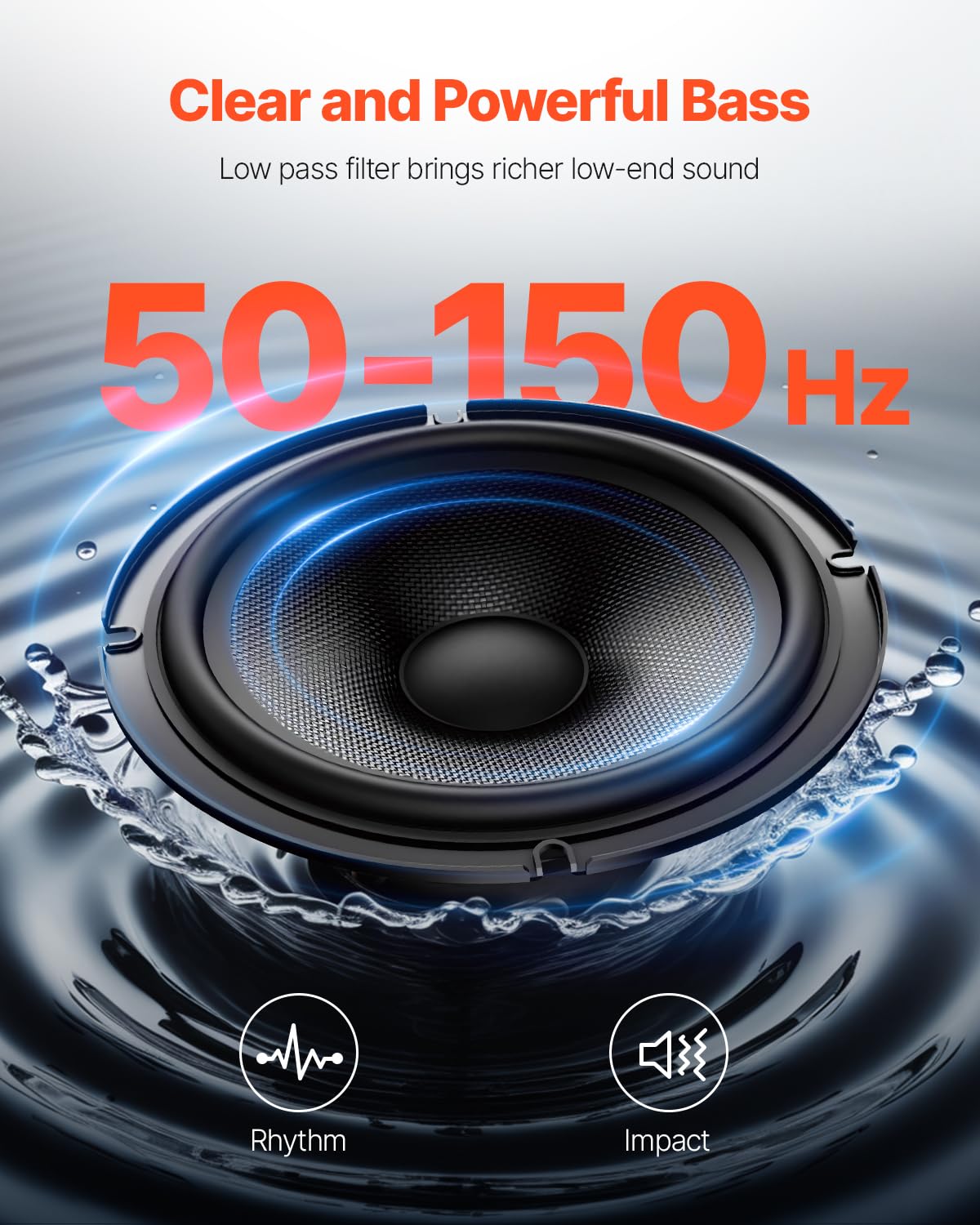 VEVOR Subwoofer para Debajo del Asiento para Automóvil 203 mm 240 W Altavoz Compacto para Coche Amplificador Incorporado Entrada Bajo Controlador de Volumen Control Remoto con Cable