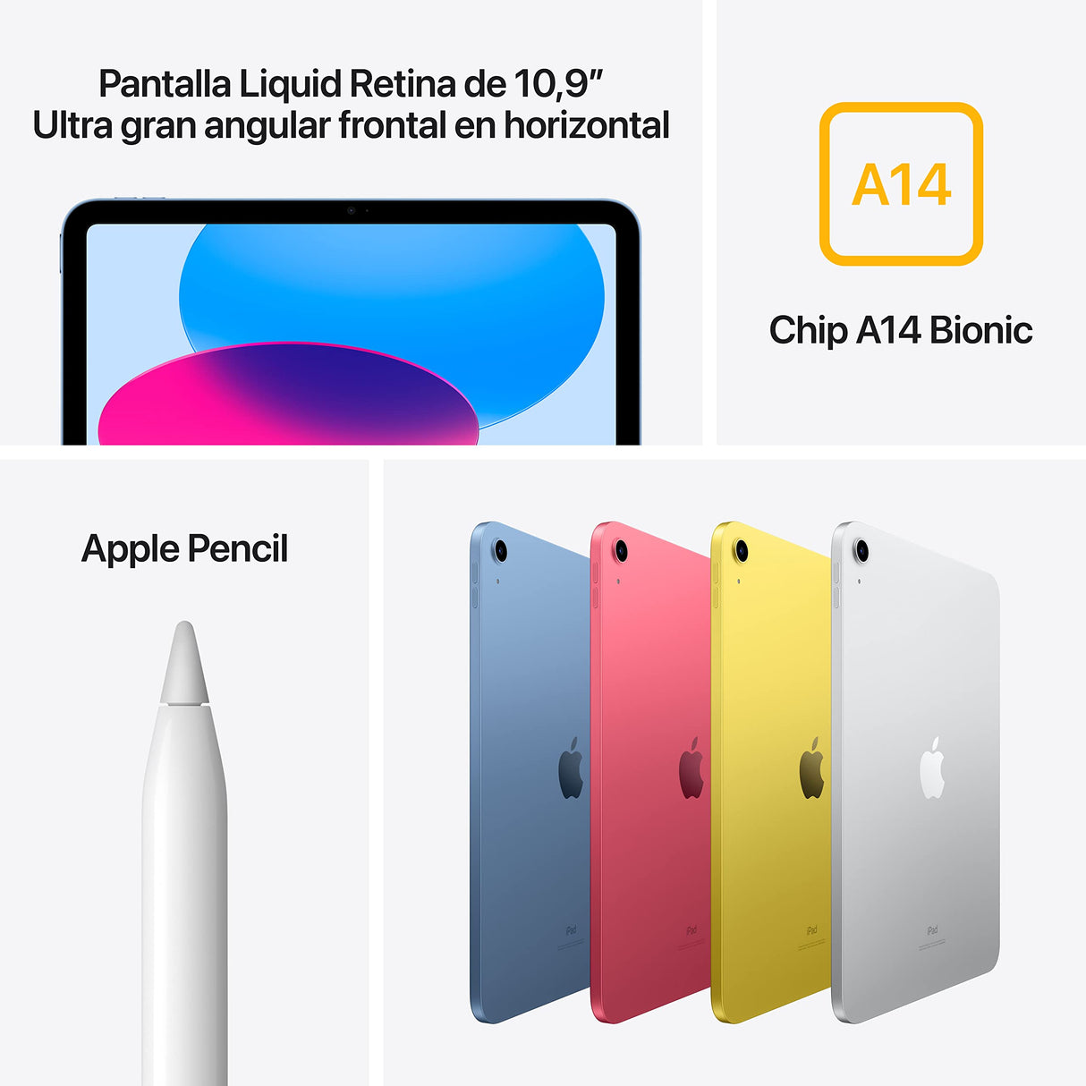 Apple 2022 iPad de 10,9 Pulgadas (Wi-Fi, 256 GB) - Plata (10.ª generación)