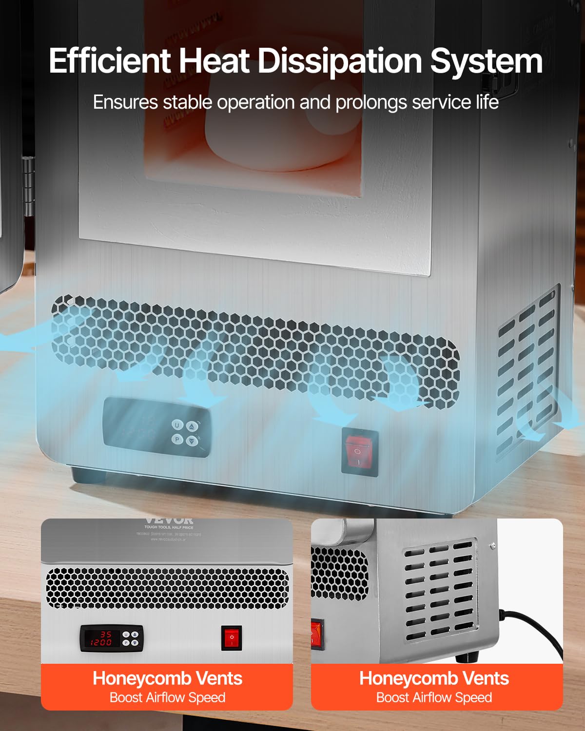 VEVOR Horno Fundidor de Sobremesa, 1500 W Horno Potente Eléctrico de Acero Inoxidable Temperatura Máxima de 1200 ℃ de Fundir Oro para Fundición en Cera, Bricolaje con Arcilla, Templado de Metales