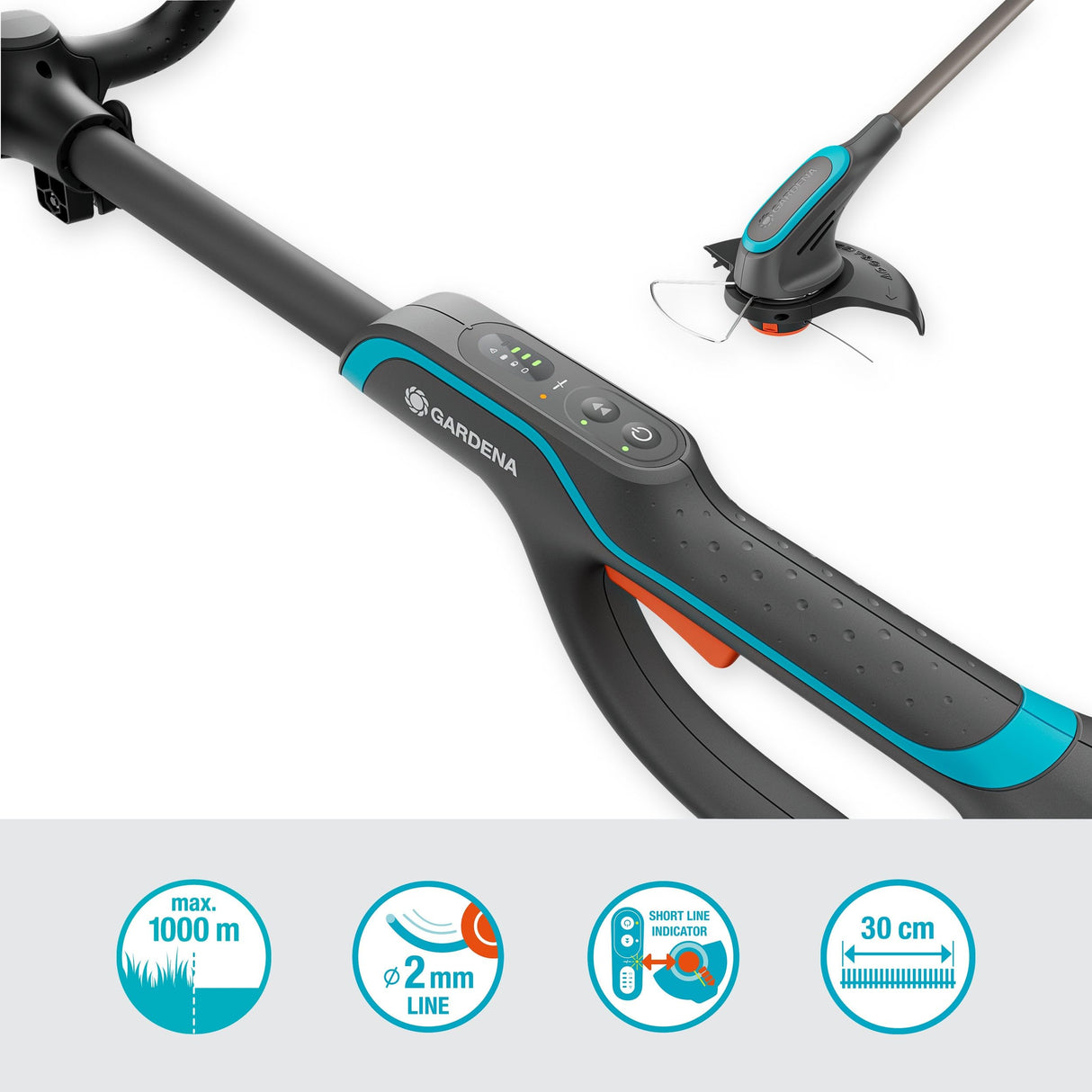 GARDENA PowerTrim 30 18V Set 4.0 Ah Potente Recortadora de Césped con Batería 18V P4A