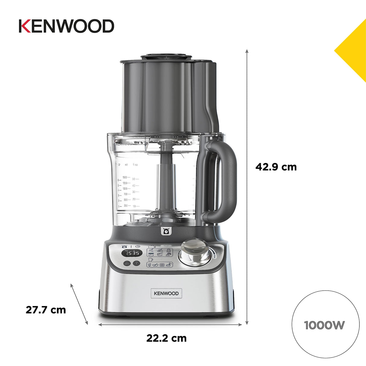 Kenwood MultiPro XL Weigh+ FDM72.990SS - Robot de cocina compacto con báscula y temporizador integrados, ExpressDice, depósito de trabajo de 3 l, velocidad variable, compartimento de llenado XL, 1000