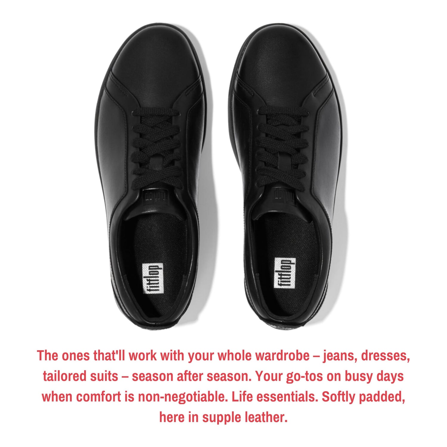 Fitflop Rally Tennis Sneaker-Leather-Updated, Zapatillas sin Cordones Mujer, Negro (All Black), 41 EU