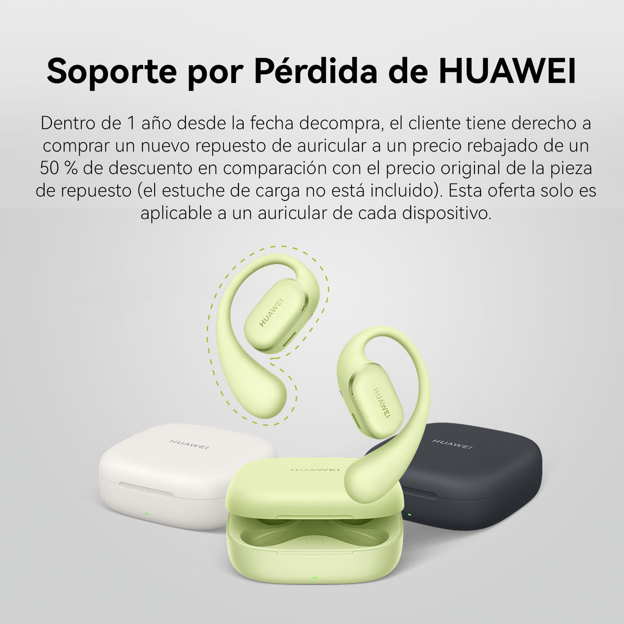 HUAWEI FreeArc Auriculares Open-Ear, Inalámbricos Bluetooth, Resistencia al Agua IP57, 28 Horas, Auriculares Deportivos con iOS,Android o Windows, Gris