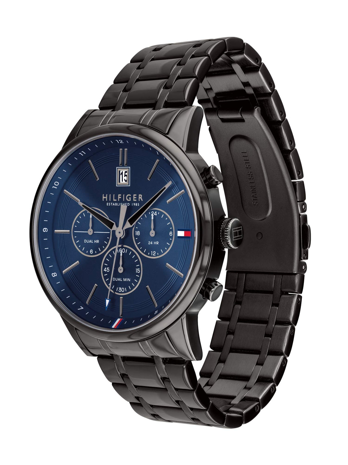Tommy Hilfiger Reloj Analógico de Cuarzo multifunción para hombre con Correa en Acero Inoxidable Negro - 1791633