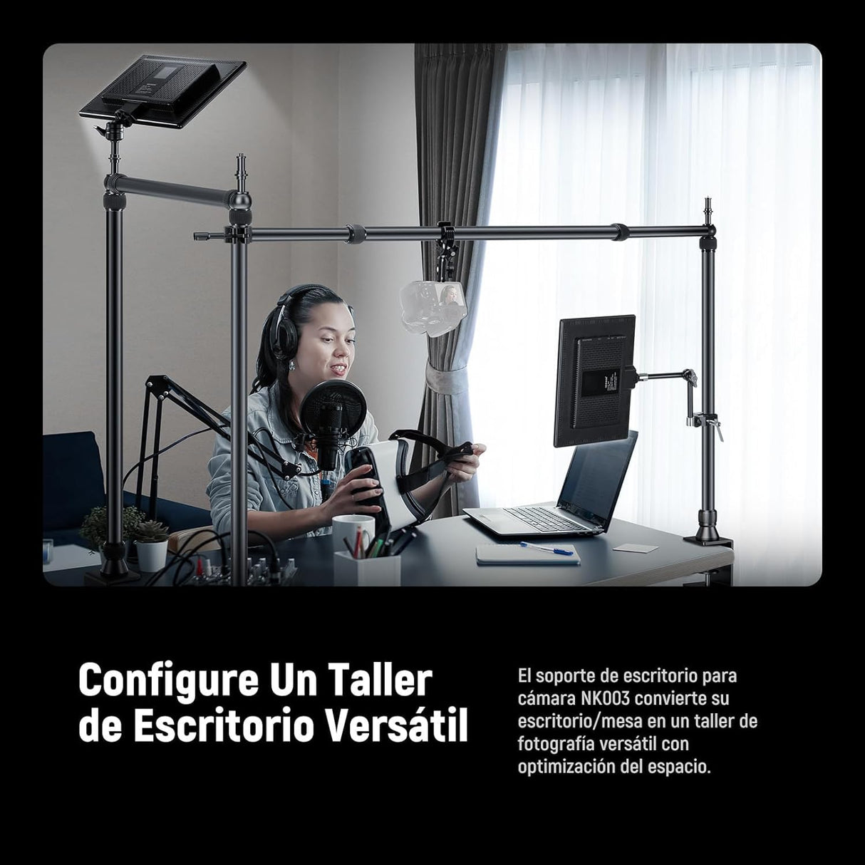 NEEWER Equipo de Montaje de cámara Superior con Doble Cabezal de Bola, súper Abrazadera/Soporte para teléfono/Abrazadera C para Fotos de Escritorio, Plataforma de Montaje de Metal para múltiples