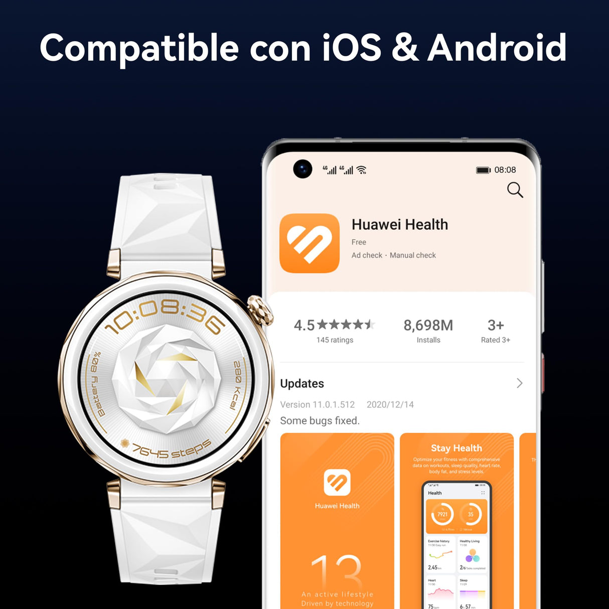 HUAWEI Watch GT 5 Pro 46mm Smartwatch, Silueta con Diseño Sofisticado, Deportes de Alto Nivel, Seguimiento de Salud, Monitoreo ECG, 14 Días de Duración, GPS, iOS y Android, Negro