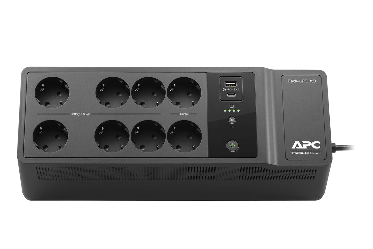 APC Back-UPS ES - BE850G2-SP - SAI de 850 VA (com 8 entradas schuko e com uma porta de carregamento USB A e C)