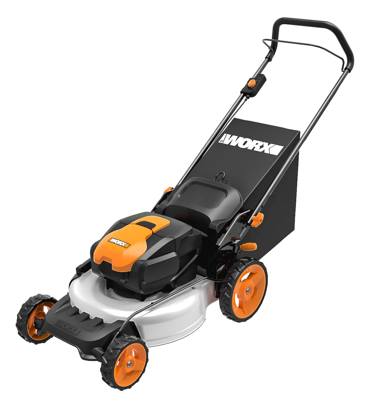 WORX WG751E - Cortacésped con batería (40 V, 2 x 20 V, diámetro de 48 cm, para Superficies de hasta 500 m², Incluye 2 baterías de 4 Ah y Cargador Doble rápido)