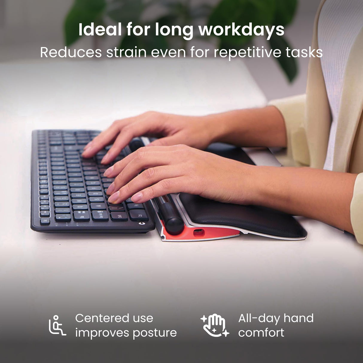 Contour Ratón ergonómico RollerMouse Rojo para Hombro, antebrazo, muñeca, Alivio de tensión para RSI, síndrome túnel carpiano, 6 Botones Personalizables, Compatible con Mac/PC - Inalámbrico - Plus