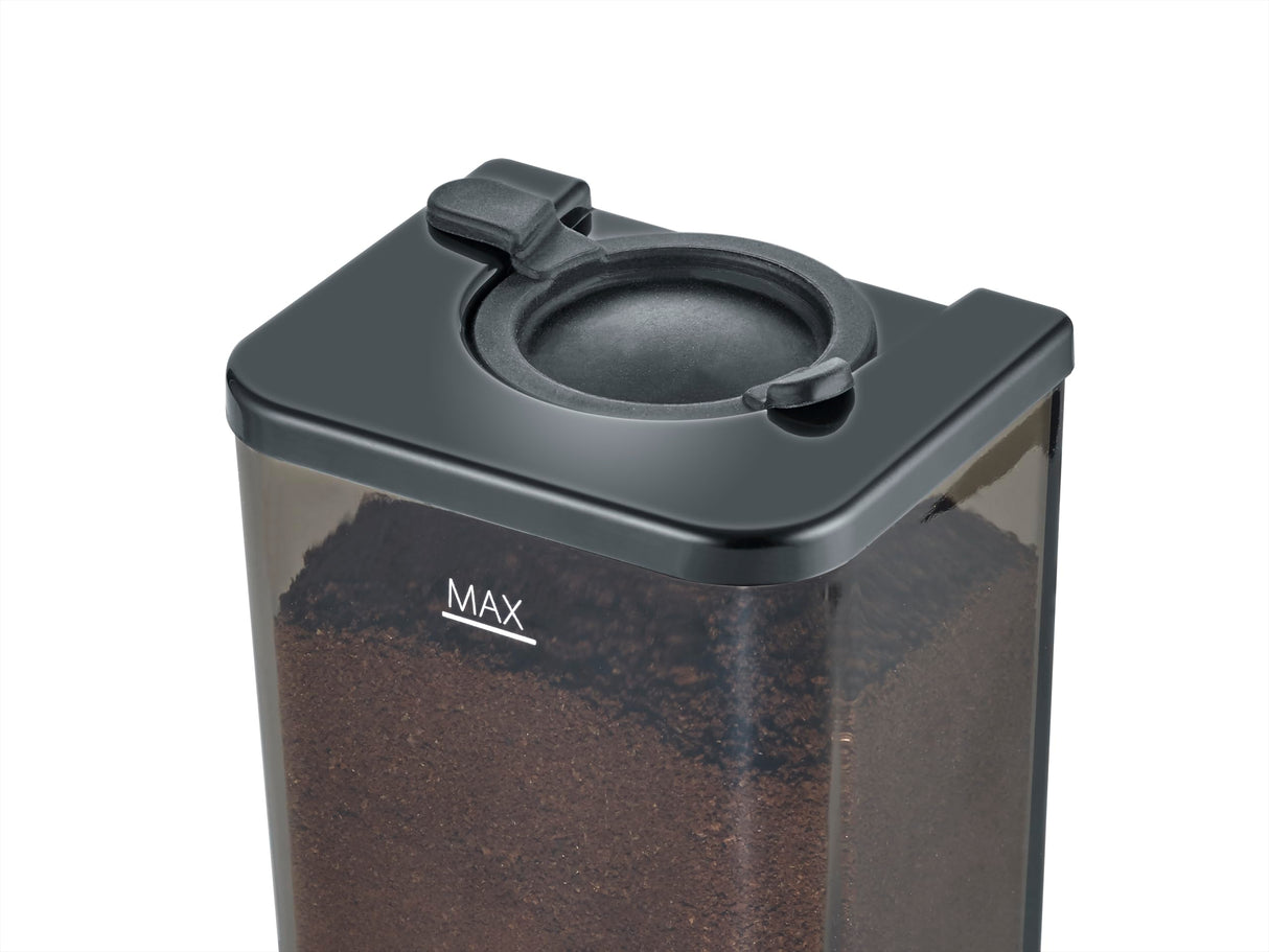 CASO BaristaChef Inox - Molinillo de café eléctrico con muelas cónicas, pantalla táctil, temporizador digital y sobresaliente, capacidad de 250g, 48 niveles de molienda precisos - acero inoxidable