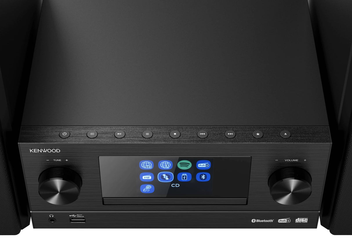 Kenwood M-9000S-B - Micro Sistema Hi-Fi con CD, Dab +, Radio por Internet, Spotify, FM, Bluetooth, USB y Gran Pantalla a Color TFT
